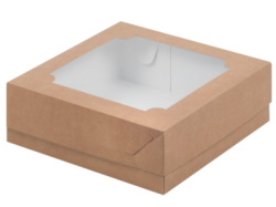 Изображение Коробка под зефир и печенье с окошком КРАФТ, 200*200*70 мм